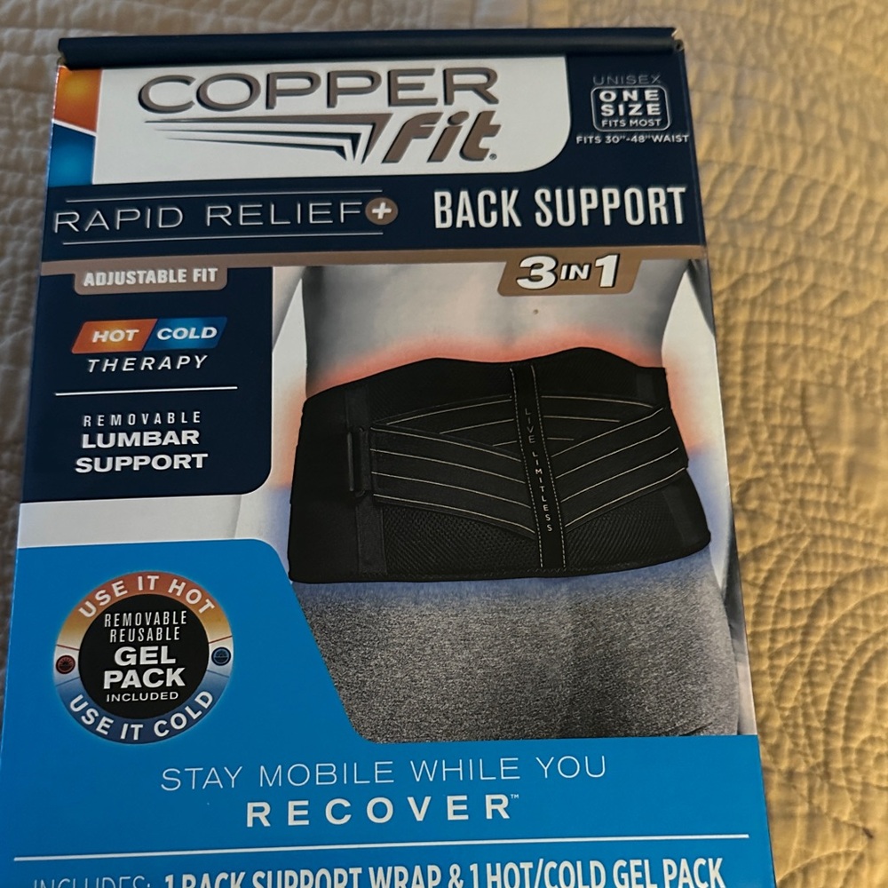 Copper Fit Black Back Support